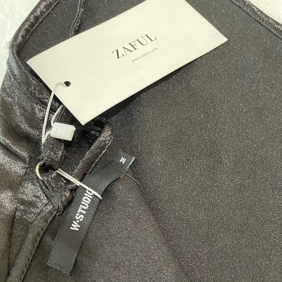 BNWT Sexy Little Black Dress LBD Silky Sash Tie Zipper Back Zaful Straps​ - Picture 8 of 8